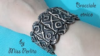 Pasta polimerica  Polymer clay tutorial bracciale etnico  ethnic bracelet [upl. by Levison285]