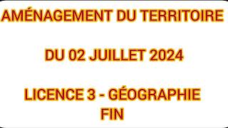 COURS AMÉNAGEMENT DU TERRITOIRE DU 02 JUILLET 2024  LICENCE 3  GÉOGRAPHIE  Dr Mountaga Diallo [upl. by Korwin922]