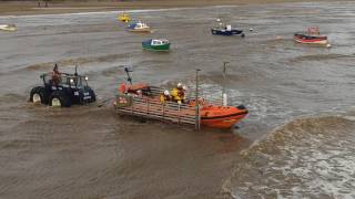 RNLI lifeboat launch [upl. by Odlamur]