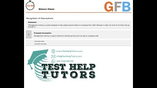 WatsonGlaser Critical Thinking Test Question 8 quot Proposed Assumption Management training is a quot [upl. by Wons554]