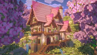 Minecraft 120  Cherry Blossom Survival House Tutorial in 6 Minutes [upl. by Hazem623]