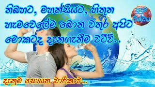 වතුර ගැන නොදන්න දේවල් හැමෝටම කියල දෙමු Importance of water  benefits of drinking water  sinhala [upl. by Gawlas]