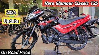 Ye Hai 2024 Hero Glamour 125 Classic with LED light amp 5 update 👍l Big changes Mileage Top Speed [upl. by Hewett]