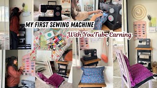 I bought my first sewing machine from my YouTube income Small sewing space Daily Vlog [upl. by Averi]