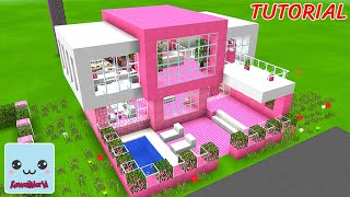 BIG Modern PINK HOUSE with POOL Kawaii World  TUTORIAL [upl. by Niak]