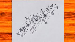 Flower design drawing with pencil easy  Embroidery floral design  Simple flower drawing [upl. by Narf305]