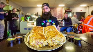 WIN THE CASH JACKPOT IF YOU CAN FINISH THIS GIANT BURRITO QUICK ENOUGH  BeardMeatsFood [upl. by Belford29]