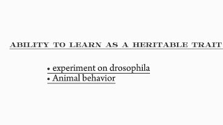 Ability to learn as a heritable trait experiment on drosophila animal behaviour BS zoology [upl. by Ailongam939]