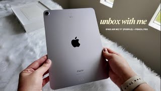 unbox with me 📦  Apple ipad air m2 11quot purple  pencil pro [upl. by Mulloy]