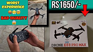 Drone E88 Pro Max Unboxing amp Review 😱  worst Experience 🤬 Bad quality Product 🤯  MTCrazyRider [upl. by Nosirrah52]