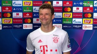 quotIts a bit specialquot Thomas Muller reacts to Bayern thrashing Barca 82 [upl. by Animahs]