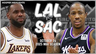 Los Angeles Lakers vs Sacramento Kings Full Game Highlights  Oct 26  2025 NBA Season [upl. by Aulea]