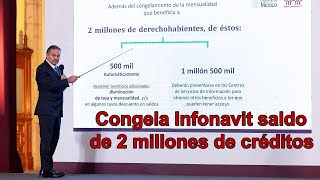 Congela Infonavit saldo y mensualidades a 2 millones de créditos [upl. by Nolie14]