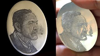 The Art of Niello on silver Hand engraving Face study [upl. by Nnybor218]