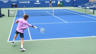 Andrey Rublev Tests Forehand BWEH Power with New Racket [upl. by Arihday]