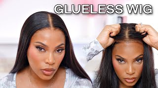 COMPLETELY GLUELESS WIG INSTALL  NO GLUE BEGINNER FRIENDLY WIG INSTALL [upl. by Aimac]