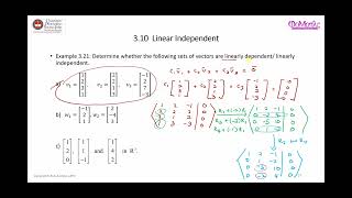 Part 23 Linearly Independent and Linearly Dependent Set of Vectors [upl. by Urata]