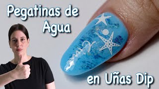 Como Decorar Uñas DipInmersión Con PegatinasCalcomanias De Agua ESP [upl. by Hehre988]