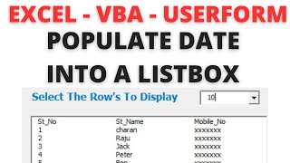 VBA Userform Populate a Listbox With Dynamic Range of Cells [upl. by Hilda]