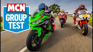 Kawasaki ZX4RR tested on UK roads against Yamahas R7 amp Honda CBR650R  MCN Review [upl. by Silvestro813]