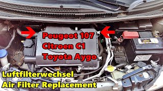 Luftfilter wechseln Peugeot 107  Aygo  C1 Schritt für Schritt Anleitung  Air Filter Replacement [upl. by Eynahpets]