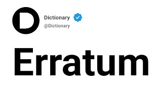 Erratum Meaning In English [upl. by Ruthi]