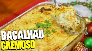 RECEITA DE BACALHAU CREMOSO COM BATATA  Fricassê de bacalhau fácil [upl. by Auqinu]