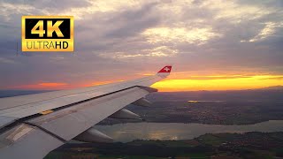 4K Swiss A340300 Landing in Zurich During Sunrise [upl. by Elleret]