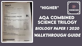 AQA GCSE COMBINED SCIENCE BIOLOGY PAPER 1 2020 TRILOGY PAPER WALKTHROUGH  ScienceGem [upl. by Ahsuoj315]