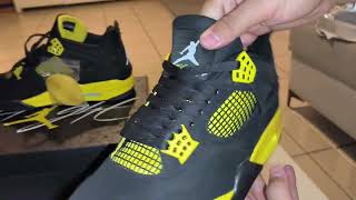 Unboxing Jordan 4 yellow thunder  my Instagram moundirunboxing [upl. by Mosnar]