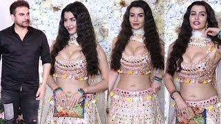 Arbaaz Khan Girlfriend Giorgia Andriani Very impressive look in Pink Dress At Diwali Party [upl. by Aikimat]