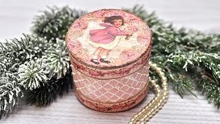 Decoupage pudełeczko z dziewczynką Tutorial DIY [upl. by Einaj]