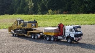 DB3850 mit DollyTieflader und Bagger CAT 345D [upl. by Koss350]