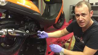 How to 50cc Scooter Oil Change The Easy Way 49cc  150cc GY6 [upl. by Alleda]