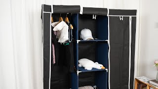 Iron pipe wardrobe nonwoven dustproof assembly home simple wardrobe storage clothes [upl. by Andres696]