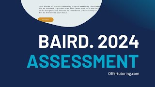 2024 Baird Suited Online Assessments Tutorials [upl. by Osborn439]