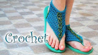 Chinelo decorado Havaiana com crochet [upl. by Annahahs531]