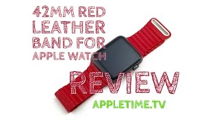 Review 42mm Red Leather Apple Watch Band with Magnetic Closure by OULUOQI [upl. by Eiramannod337]