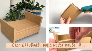 Easy Cardboard Dolls House Double Bed  Miniature Double Bed ♥️ 112 scale [upl. by Lorrayne]