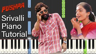 Srivalli Piano Tutorial Notes amp MIDI  Pushpa  The Rise  Srivalli  Kannil Karpura Deepamo [upl. by Soma]