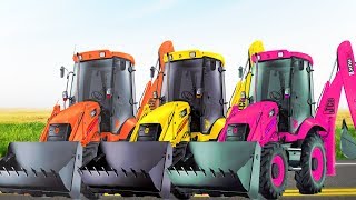 aprender dibujos animados de camiones de colores para niños  3d colores jcb camión para niños [upl. by Akinoj751]