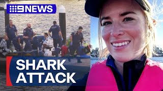 Woman attacked by bull shark in Sydney Harbour  9 News Australia [upl. by Alegnasor]