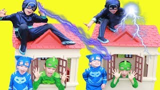 PJ Masks GIANT STORM Gekko Catboy Save Night Ninja in Playhouse [upl. by Adyl]