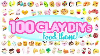 100 CLAY DIYs FOOD theme Polymer Clay Compilation [upl. by Atirb890]