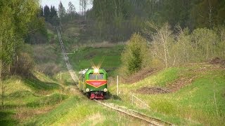 УЖД Тепловоз ТУ2273 близ оп Калниена  Narrow gauge TU2273 arriving to Kalniena station [upl. by Karr]