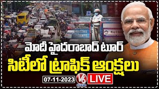 LIVE PM Modi Hyderabad Tour  Traffic Restrictions In City  V6 News [upl. by Elvah]