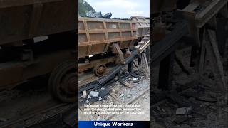 The process of unloading coal mine cart  The workers do their job perfectly  machine shorts [upl. by Helbona]