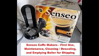 Senseo Coffee Maker First Use Startup Maintenance Descaling and Emptying Boiler for Shipping [upl. by Nyrol384]