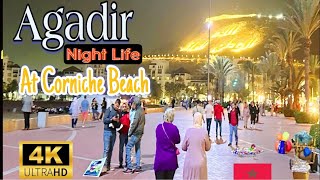 Agadir night life Morocco  Solo Walk At Corniche Beach Marrakesh September 2024 [upl. by Einram]