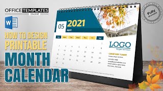 How to Design Printable Month Calendar in MS Word  OnePage Calendar [upl. by Eerol]